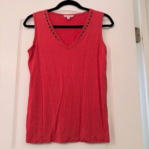 Nanette Lepore Coral Studded V-Neck Tank Top